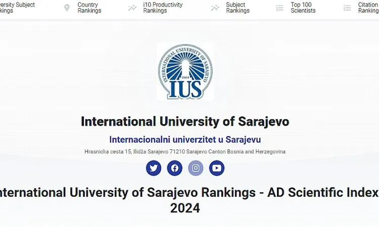 Odavanje počasti izvrsnosti: Internacionalni univerzitet u Sarajevu zauzeo prvo mjestu u rangiranju AD naučnog indeksa za 2024. godinu
