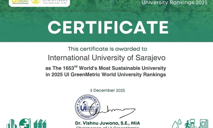 IUS ostvario uspjeh u implementaciji održivosti – rangiran na UI GreenMetric listi 2025